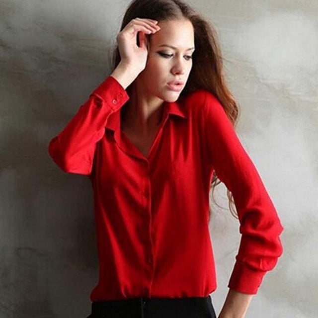 Women's Chiffon Blouse Long Sleeve