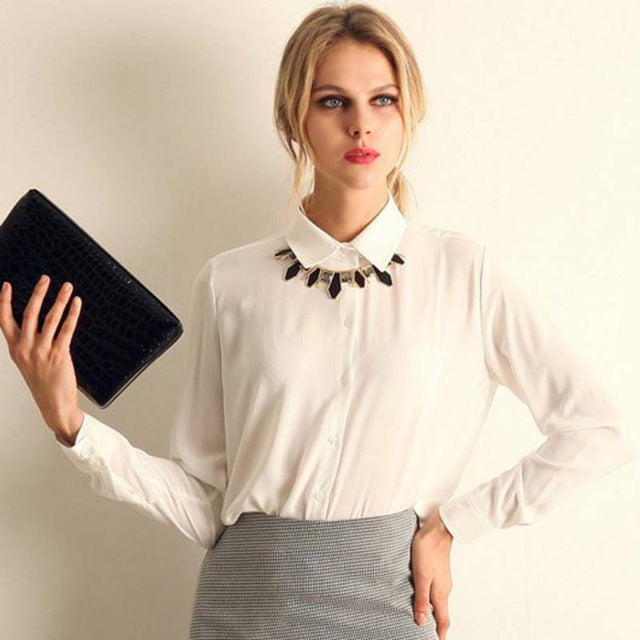 Women's Chiffon Blouse Long Sleeve